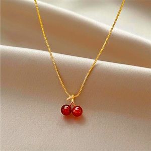 RED CHERRIES 🍒 AND GOLD NECKLACE NEW